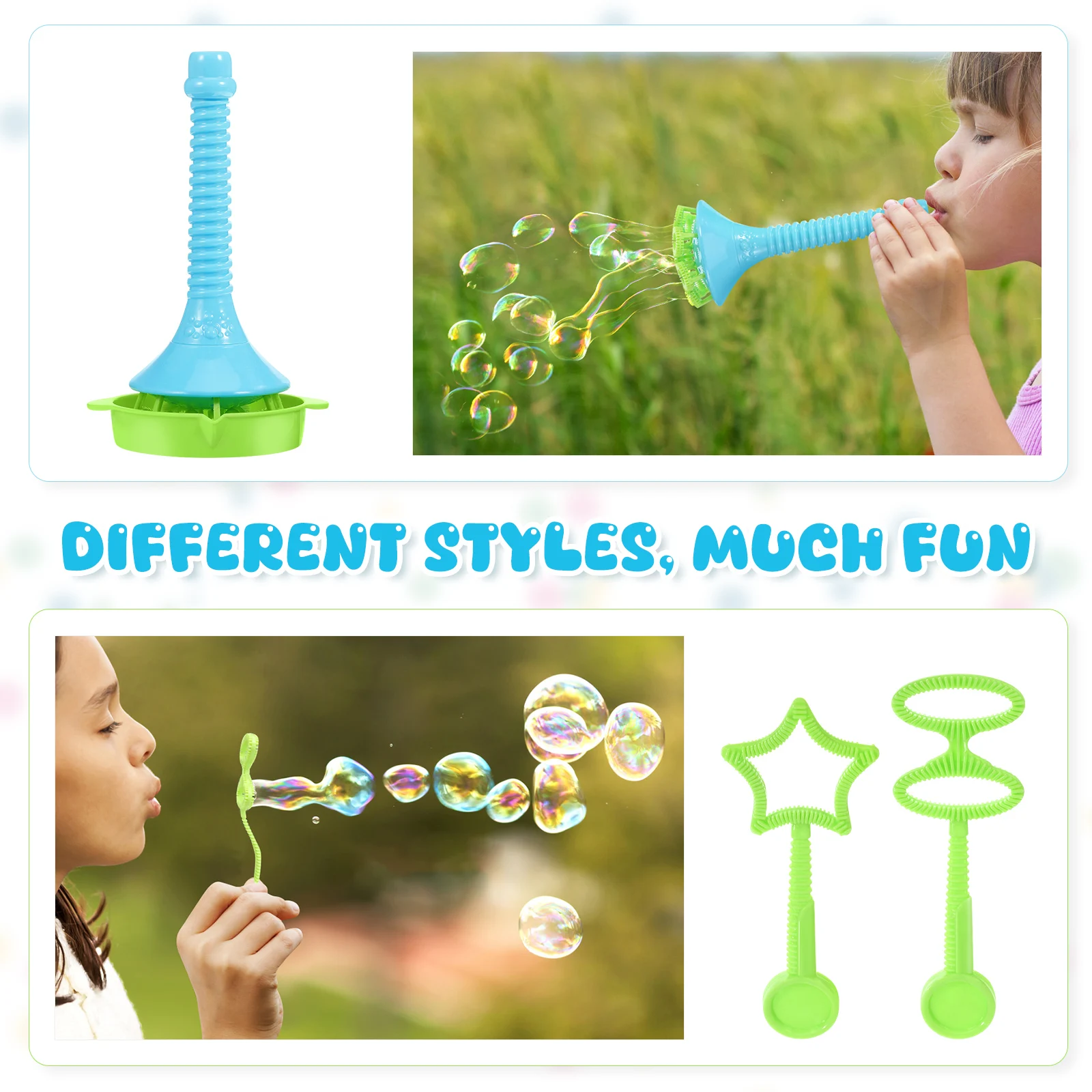 

Funny Blowing Bubble Tool Jumbo Giant Blowing Bubble Tool Trumpet Shaped Bubble Maker with Tray Summer Party Favors Outdoor Toys