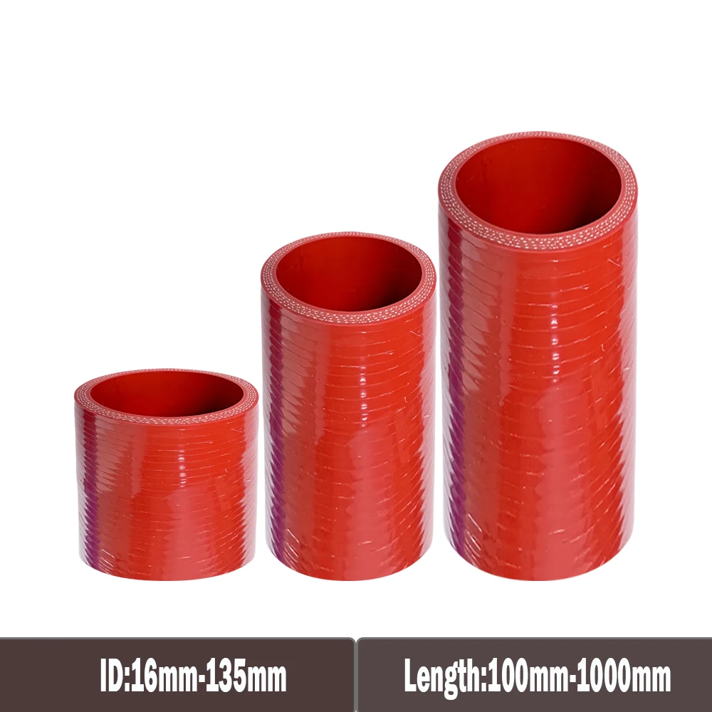 Red Universal Straight Silicone Hose intercooler turbocharger tube ID16mm/19mm/22mm/25mm/28mm/32mm/35mm/38mm/42mm/45mm/48mm/63mm