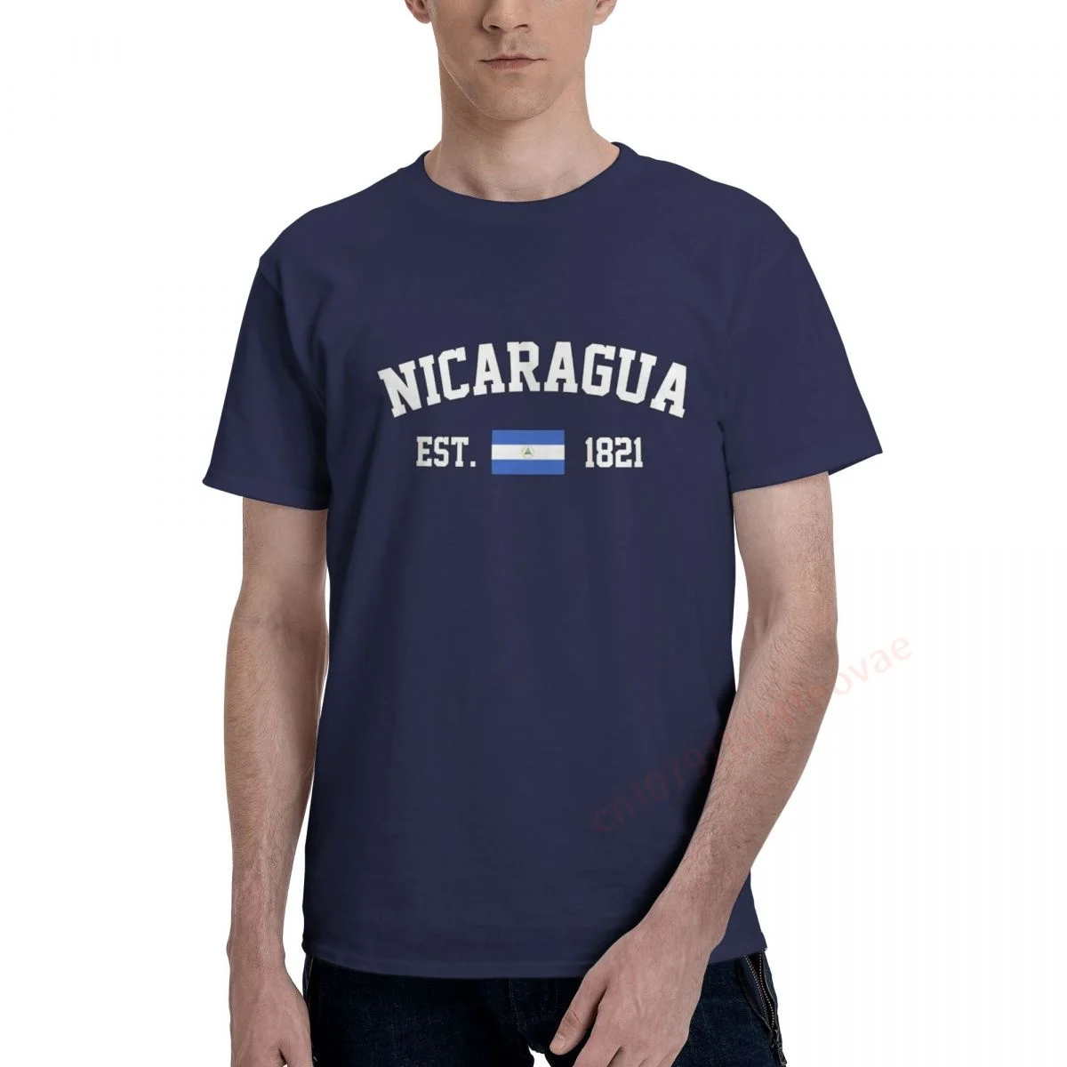 

100% Cotton Ironing Nicaragua Flag With Est. Year Navy T shirts Men Casual Women Clothing Patriotic T-Shirts Tops Tees
