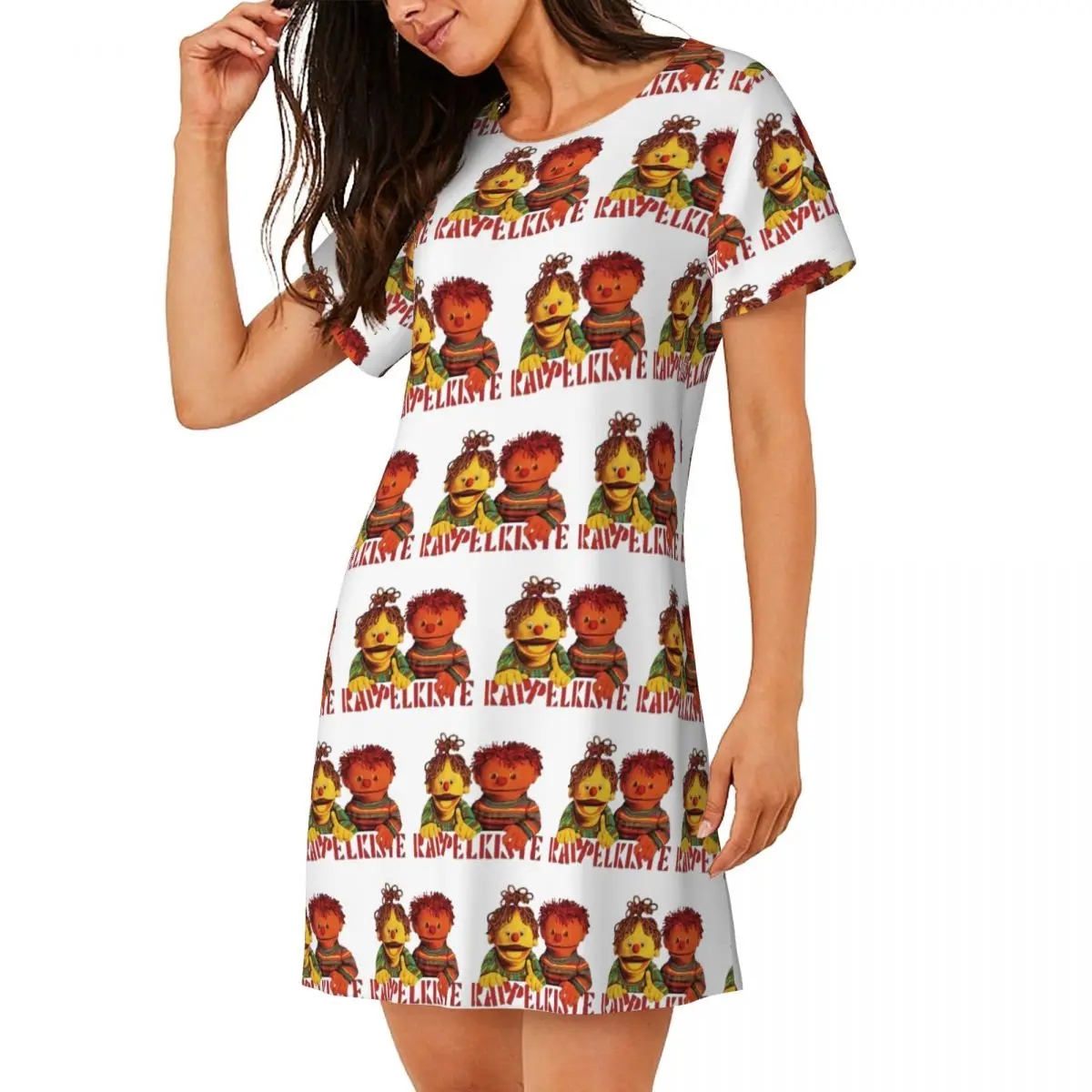Custom Ratz Und Rube Rappelkiste Short Sleeves Nightdress For Sleepshirts Women Short Sleeve Nightgowns Loose Pajama Dress