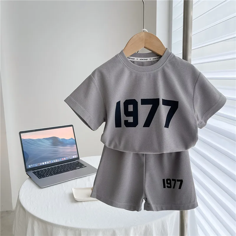 1 2 3 4Years Sports Trendy Two Piece Babies Print Short Sleeve Shorts Boys Child Printing Cotton Thin Soft Tshirt Girls Outfits