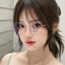 High Definition Anti-blue Presbyopia Glasses Retro Round Progressive Multifocus Reading Glasses Metal Frame Far Sight Glasses