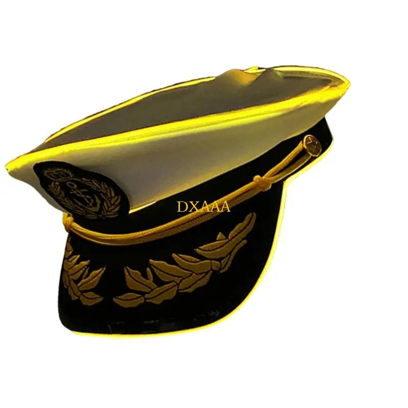 DXAA COTTON CAPTAIN HAT مع LED ضوء مثالي لحفلات موضوع تأثيري والمزيد