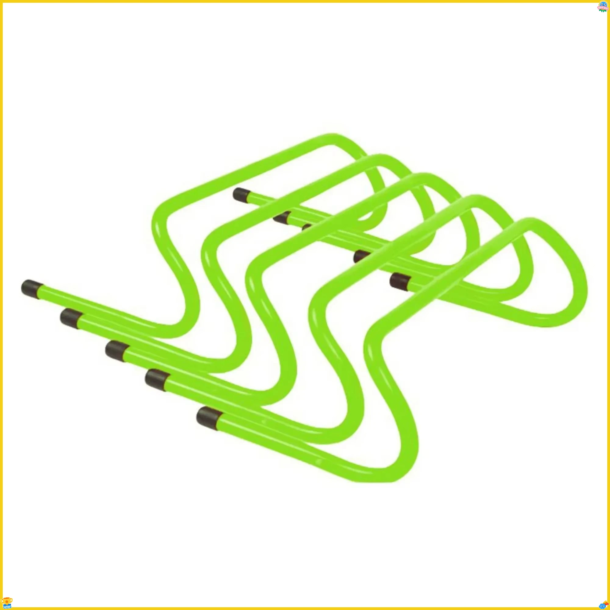 حواجز تدريب سرعة الرشاقة مكونة من 5 قطع باللون الأخضر الفاتح، حواجز كرة قدم قابلة للتعديل للتدريب الرياضي وتدريبات اللياقة البدنية