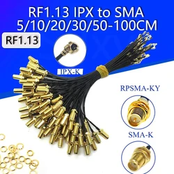 100Pcs SMA Connector Cable Female to uFL/u.FL/IPX UFL to SMA Female RG1.13 Antenna RF1.13 Cable Assembly RP-SMA-K