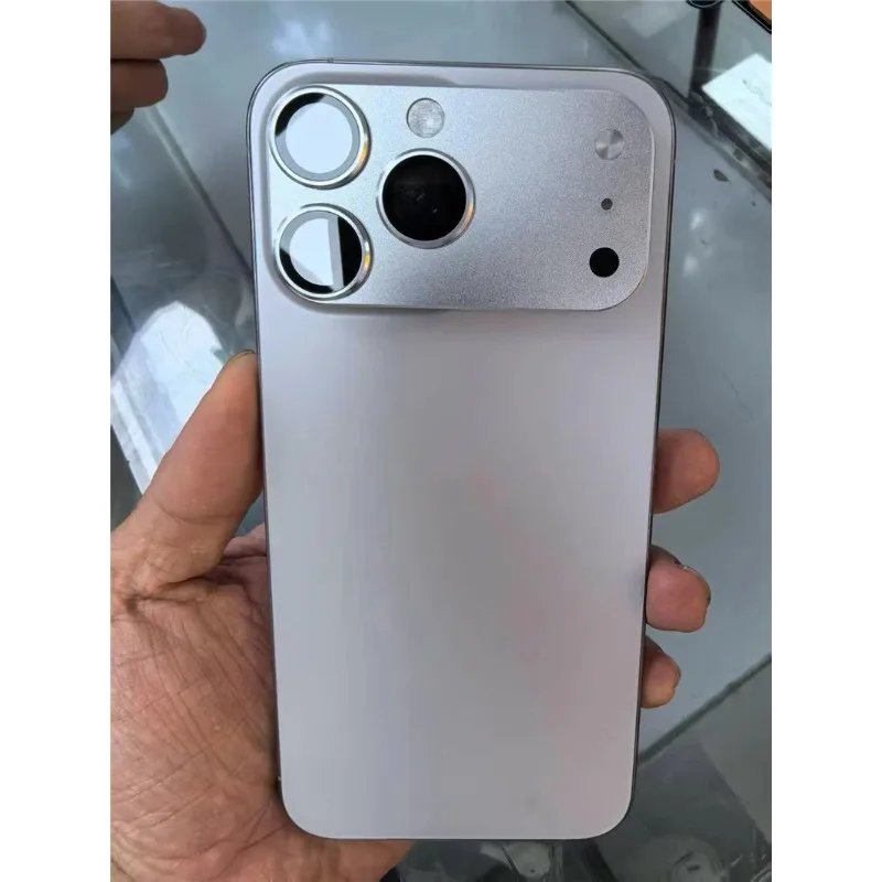 ثواني تغيير إلى آيفون 17 برو ماكس ملصق عدسة الكاميرا وهمية ل 14 15 16 برو ماكس فلاش دعم المضادة للانزلاق حماية غطاء شاشة