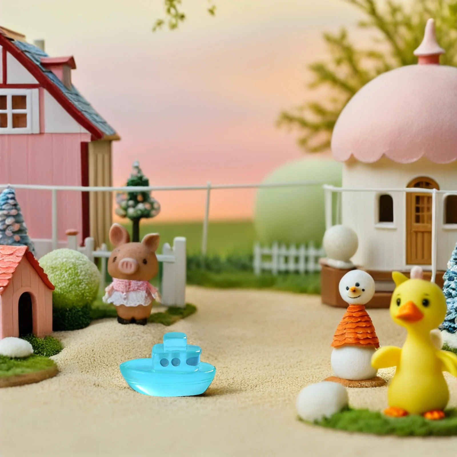 

6Pcs Resin Miniature Boat Statues Glow in The Dark Miniature Garden Lawn Decor Durable Tiny Boat Figurines for Car Home