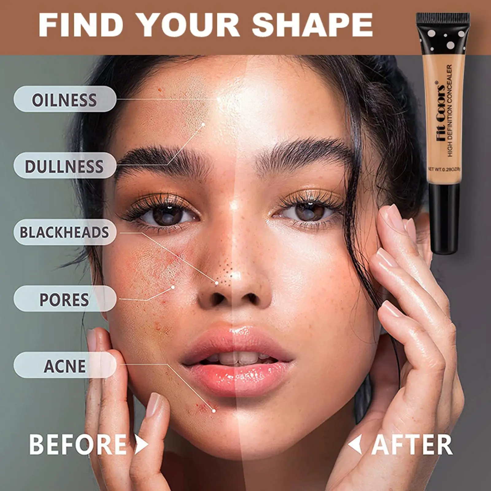 Face Contour Concealer Liquid Waterproof Full Coverage Foundation Corrector Palette Base trucco professionale per pelle scura J0M9