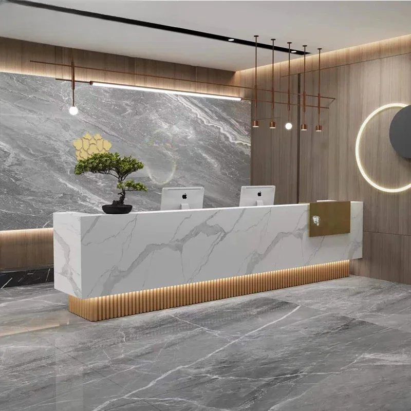 White Counter Reception Desk Study Hospital Closet Reception Desk Church Pulpit Escritorios De Oficina Office Furniture WJ15XP