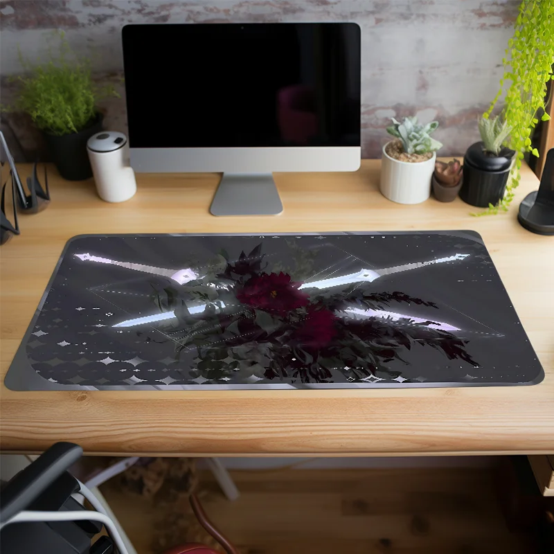 Dark Floral Sword Mouse Pad Artistic Fantasy Scene Large Desk Pad Natural Rubber Anti-Slip Office Desk Pad Gift for Friend