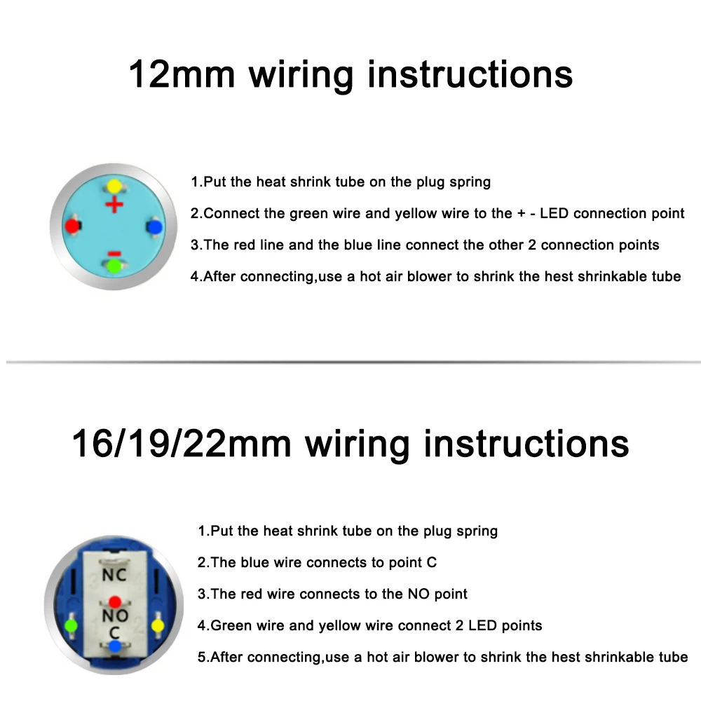 PC Host Start Restart Metal Push Button Switch DIY Computer Chassis With 60cm Motherboard Cable Power Switch 12mm 16mm 19mm 22mm