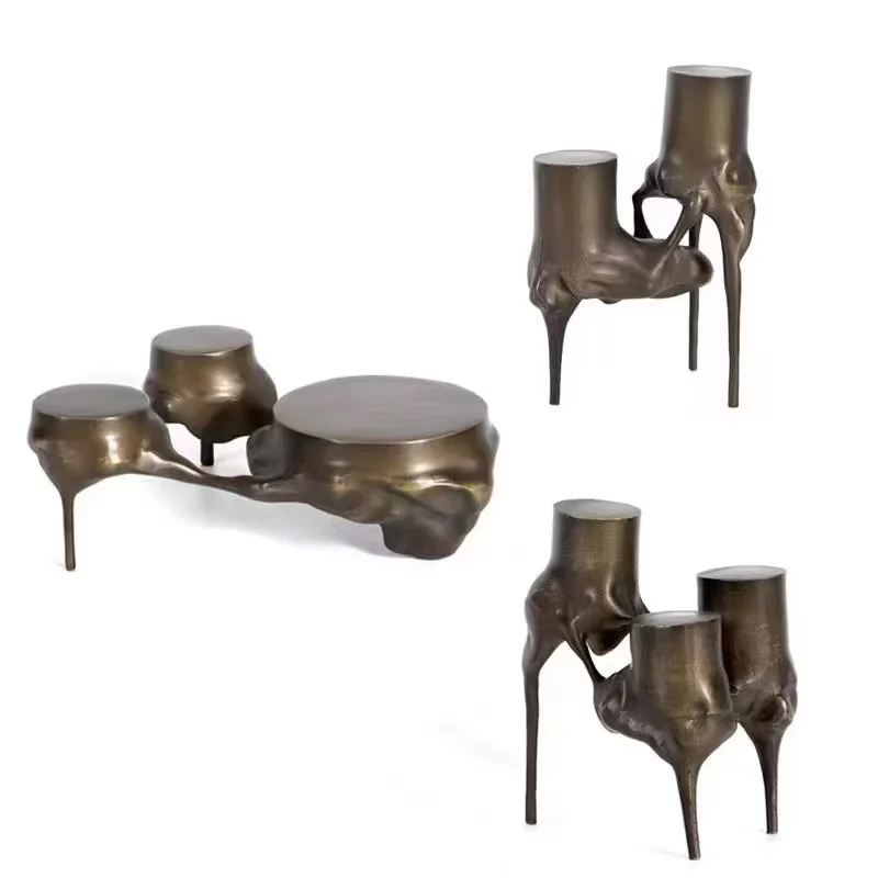 DSA modern light luxury metal three-pronged tree root geometric modeling candlestick ornament model room soft decoration jewelry