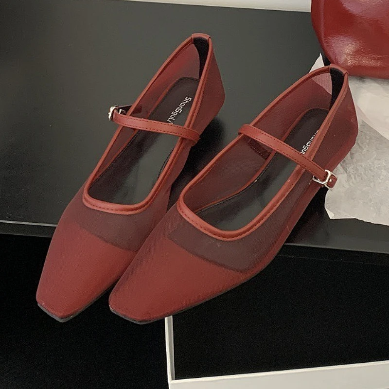 

Дышащие туфли Мэри Джейн на плоской подошве с сеткой, женские модные туфли с круглым носком и пряжкой для отдыха, брендовые балетки Zapatos De Mujer