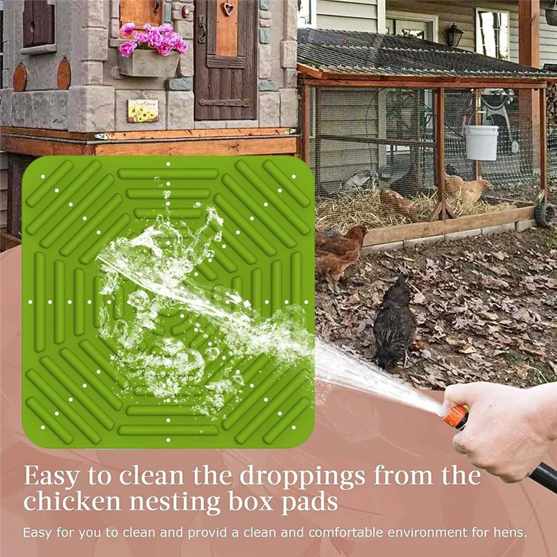 

MAKE-6Pack Nesting Pads Chicken Nest Mat Chicken Nesting Boxes Chicken Bedding For Chicken Coop, 12 X 12 Inch Green
