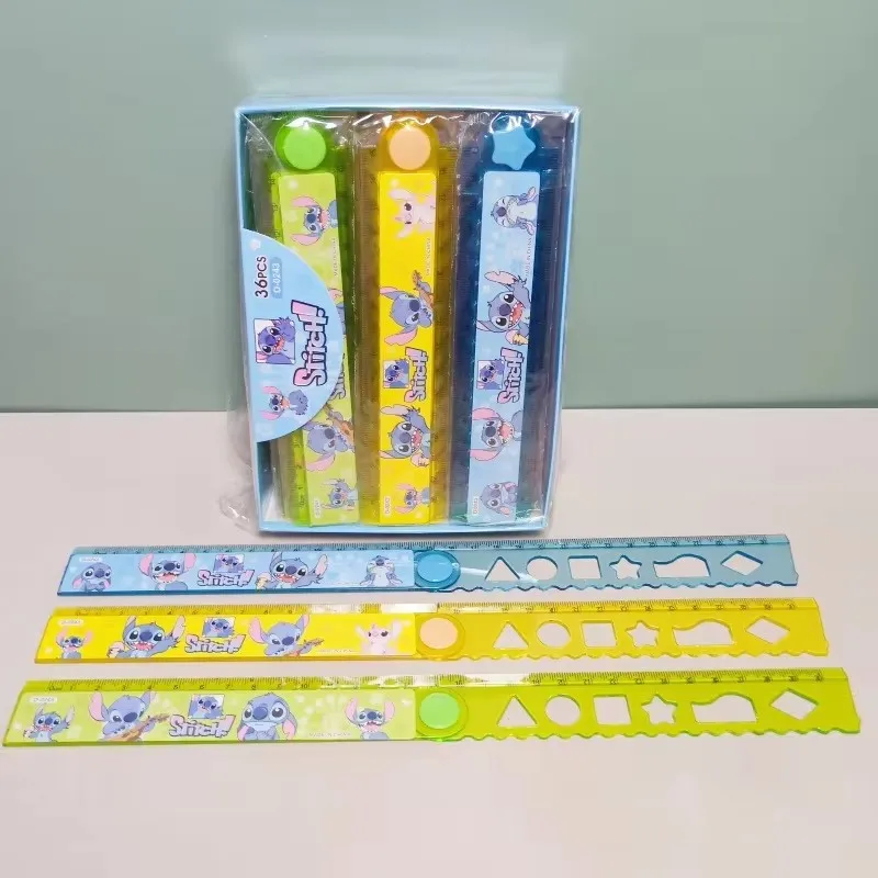 36pcs Disney Stitch 30cm folding ruler cute cartoon Lilo printing drawing plastic ruler student stationery gifts