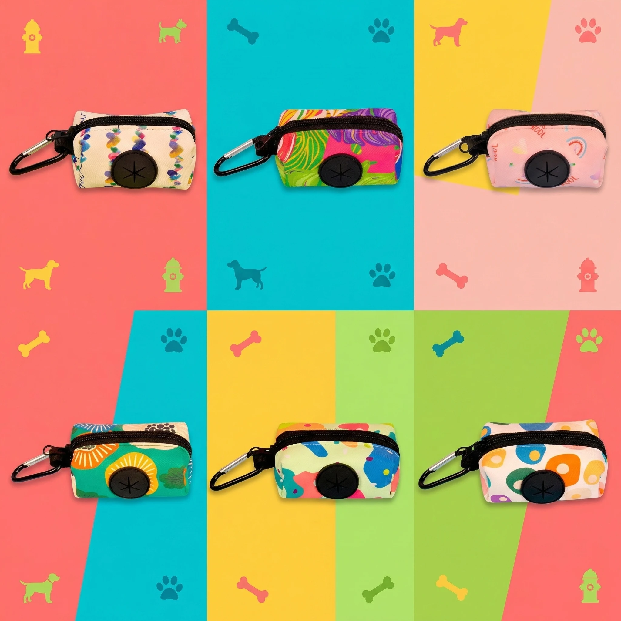 Dispensador de bolsas para excrementos de mascotas con clip, disponible en varios colores, conveniente y práctico (bolsas de basura no incluidas).