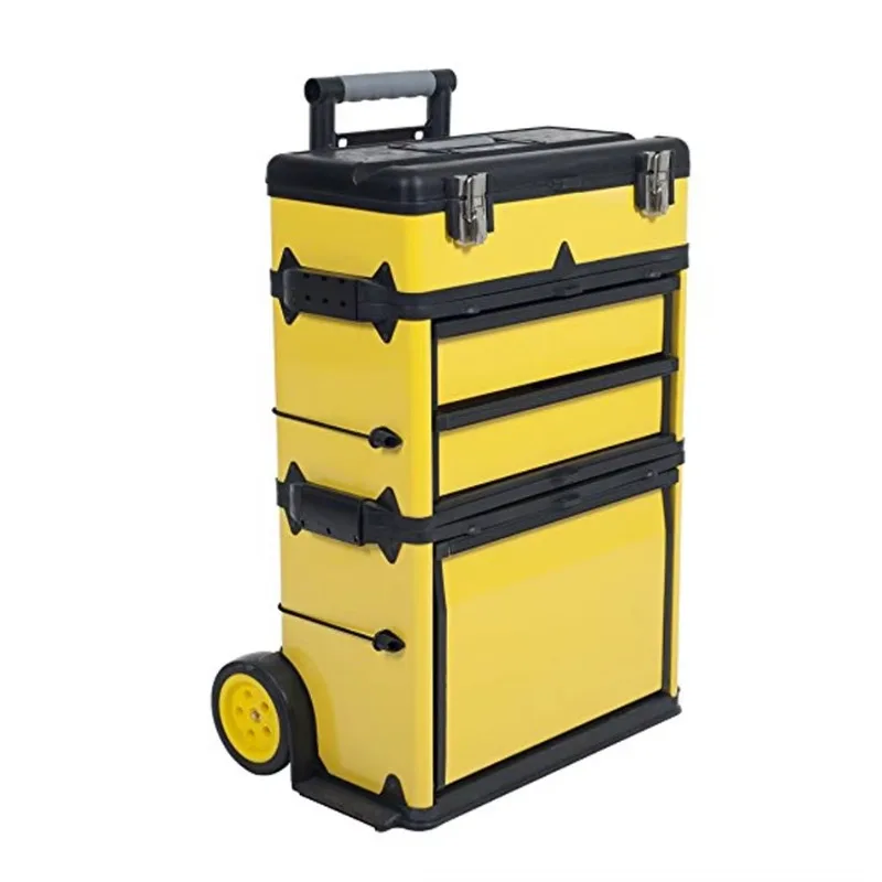 GD2096 Customized color hard plastic trolley stackable toolcase with wheels tool storage box with drawers