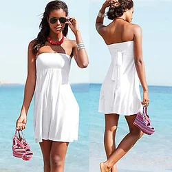 Women's Halter Beach Dress, Sexy Wrap Dress, Sun Protection Bikini Cover Up, Female Bathing Suit, Monochromatic Swimwear, Summer