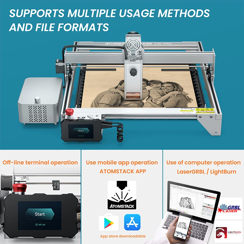 Atomstack A30 S30 X30 Pro 160W Laser Engraving Cutting Machine CNC Router with Air Assist Offline WIFI Controlled Wood Cutting