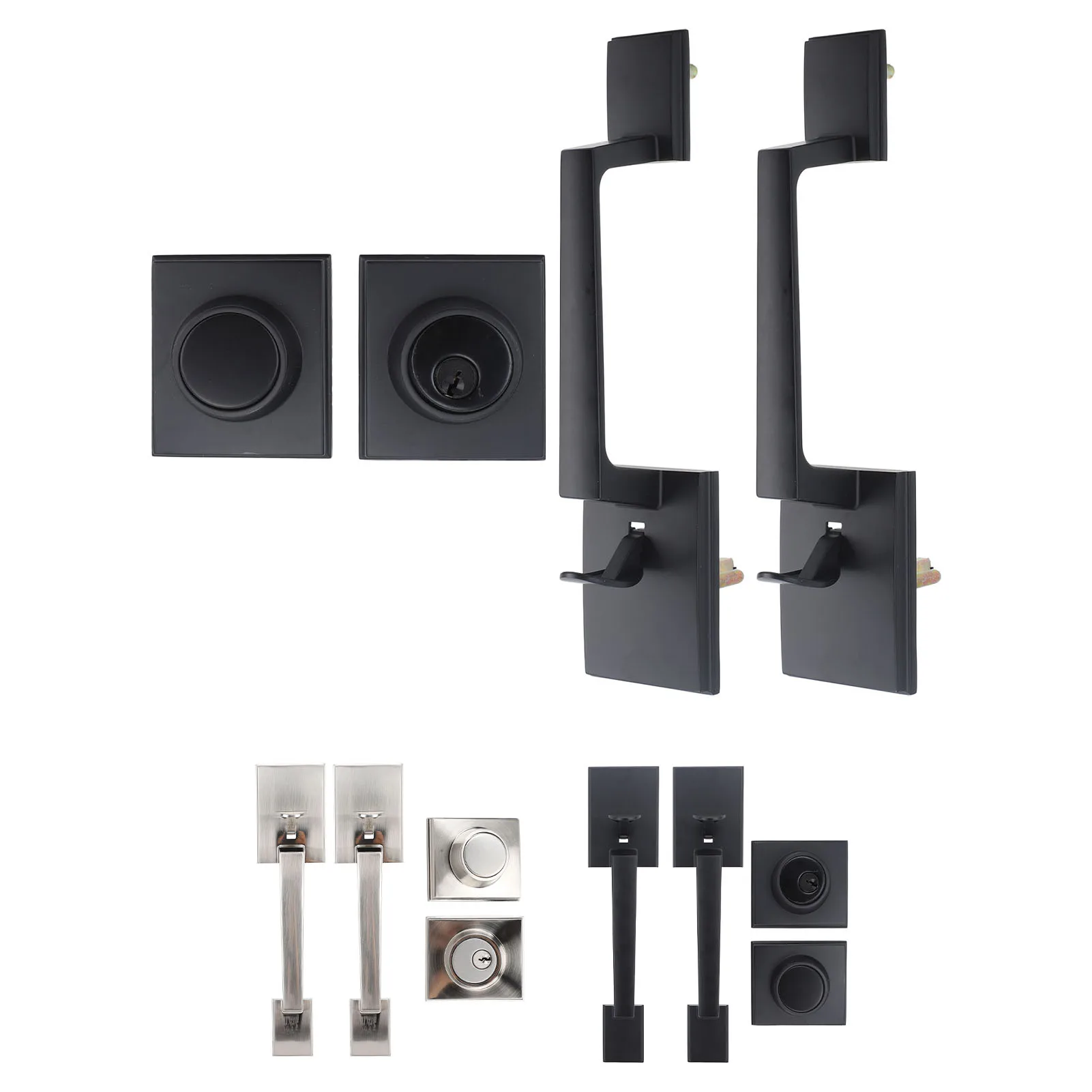 Double Door Handle Set Hole Spacing Adjustable Heavy Duty Modern Double Front Door Handle Set Front Door Handle Set