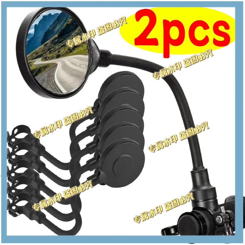 1/2PCS 360 Rotatable Adjustable Rearview Mirror Motorcycle Bendable Hose Mountain Road Bike Rearview Handlebar Grips Mirrors