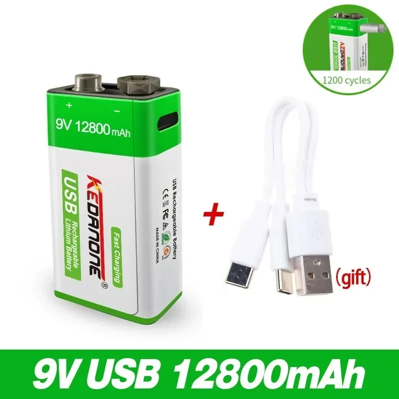 Batterie aste 12800mAh 9V 6F22 Micro USB 9v Eddie ion Lithium 24.com pour multimètre Microphone jouet télécommande KTV