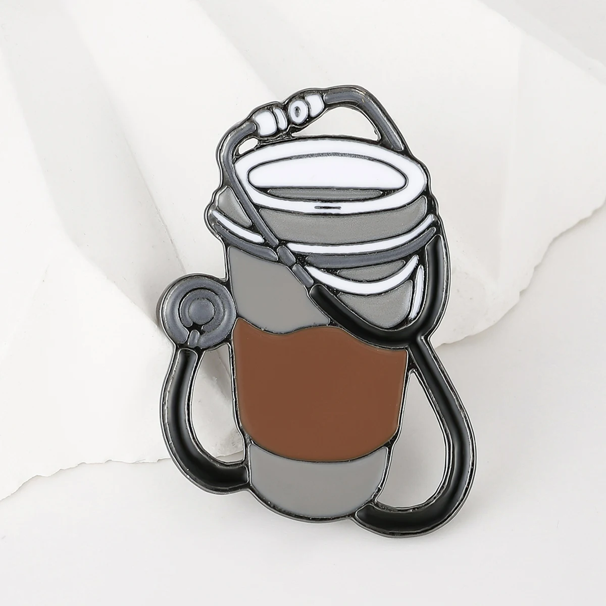 Harong Stethoscope Coffee Enamel Pins Medical Magnetic Brooch Nursing Lapel Lanyard Bag Coat Accessories Gifts for Doctor Nurse