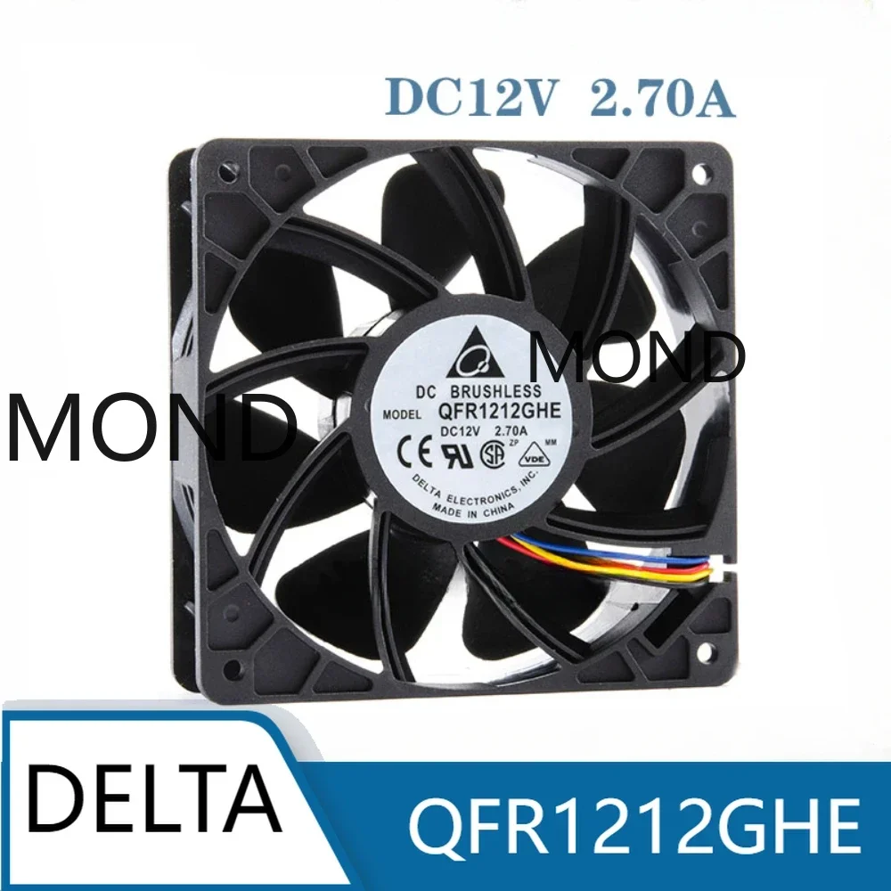 

Delta QFR1212GHE Server Fan Cooling 12V 2.70A 12038 12CM 6000RPM 120*120*38mm High Air Volume Cooler for Ant S7 S9 New