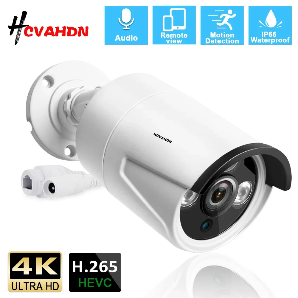 

4K 8MP POE CCTV Security Surveillance Camera Outdoor Street Waterproof IP Bullet Camera HD 5MP POE Monitoring Cam Audio Record