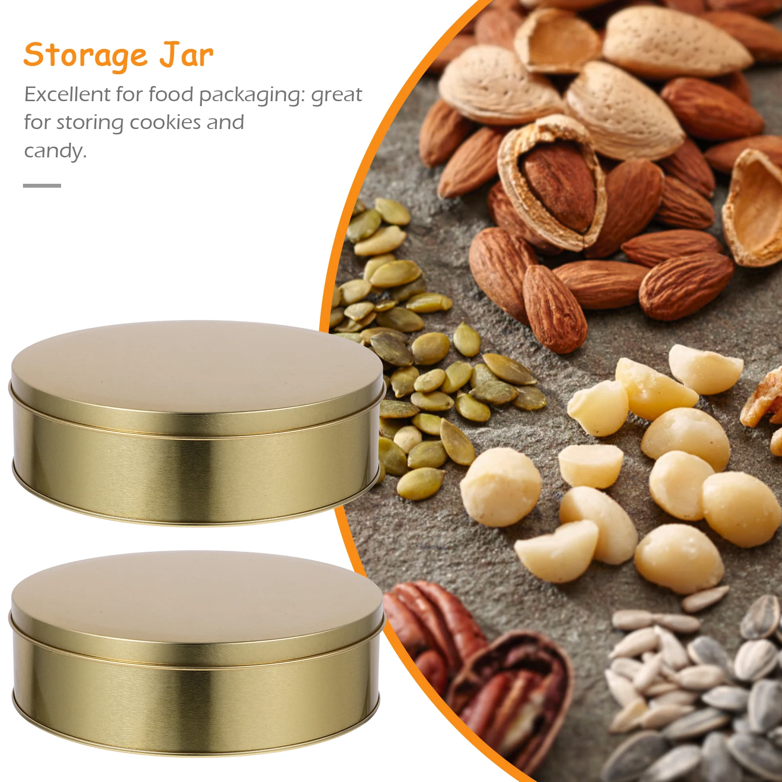 

3pcs Candy Cookie Box Tins Biscuit Storage Christmas Jars Round Oven Cans with Lids Sturdy Tinplate Fresh-keeping Sealing