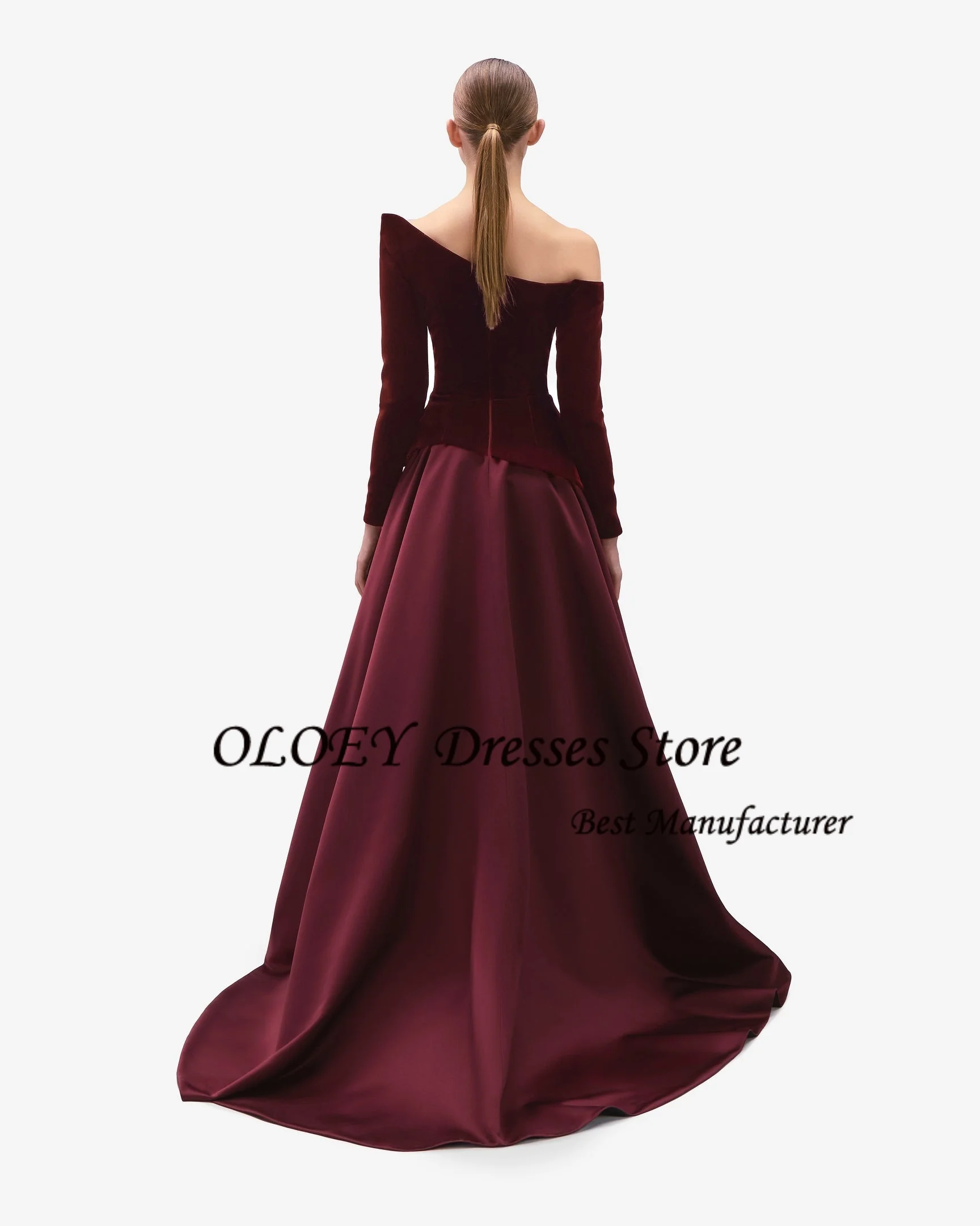 OLOEY Een Schouder Rode Avondjurken Vrouwen Elegante Feestjurken Aangepaste A-lijn Contrast Kleur Formele Gelegenheidsjurk