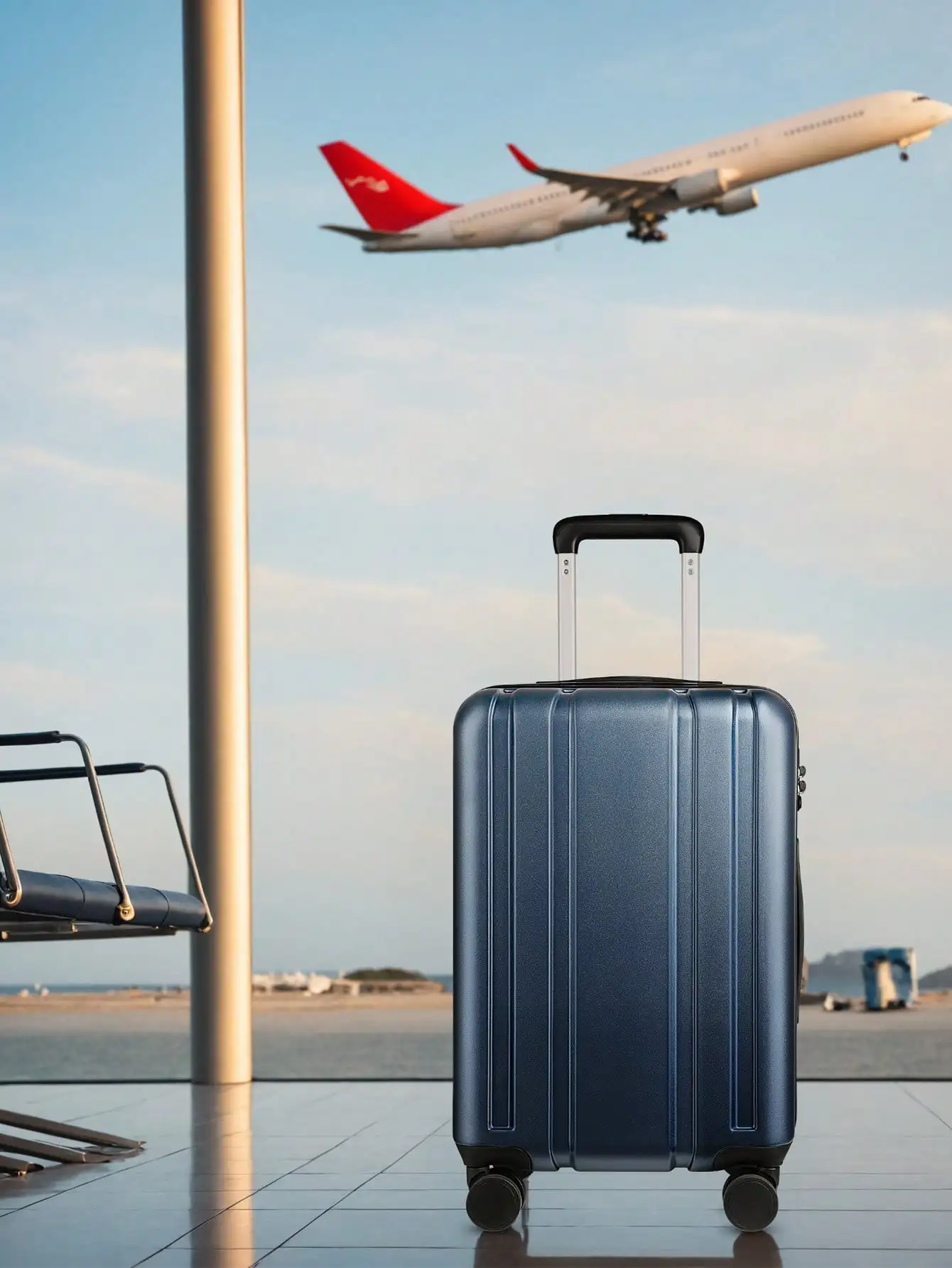 1 Pcs 20 Inch Carry On Luggage 22x14x9 Airline Approved, 100% PC Hard Shell Travel Suitcase With Smooth Spinner Wheels TSA Lock, Travel Essential