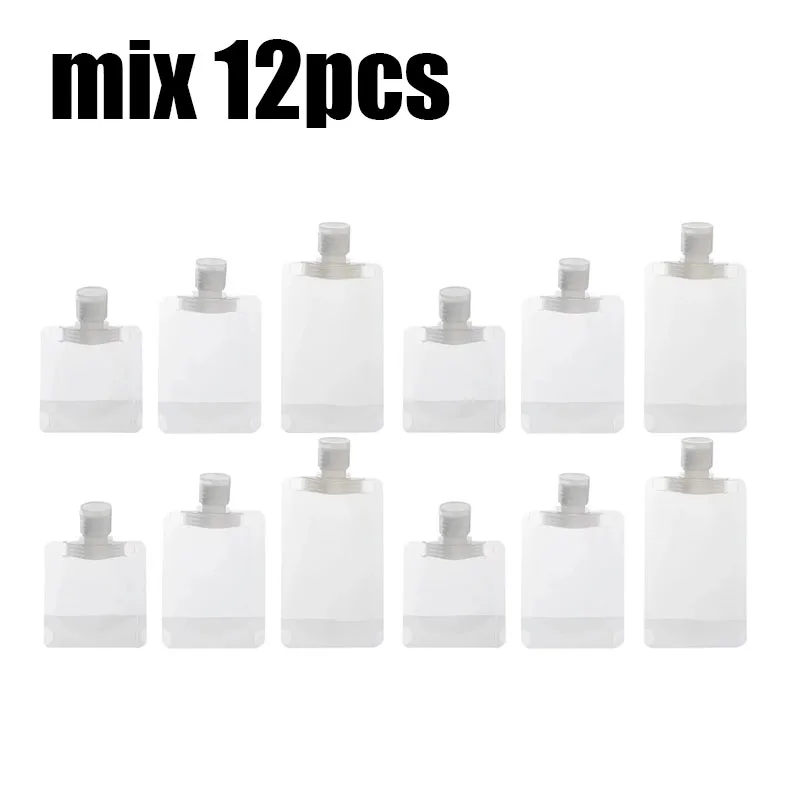 3-12PCS 30/50/100ML Reise Größe Leere Squeeze Beutel Nachfüllbare Shampoo Toilettenartikel Conditioner Auslaufsicher reise Beutel