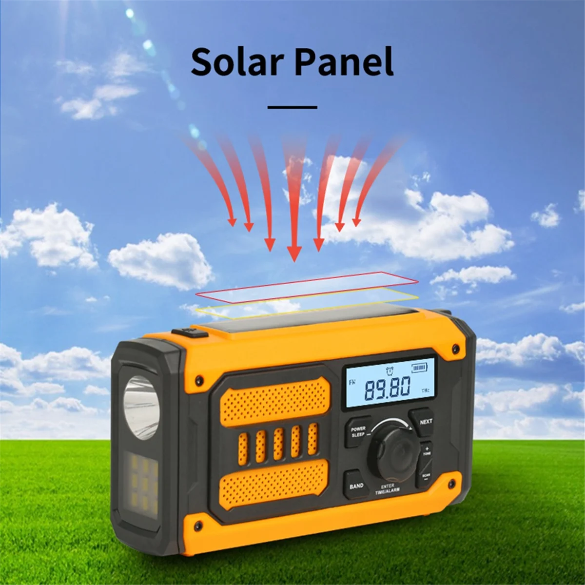 

AB01 Portable Emergency Radio Solar Rechargeable Radio Mini FM AM Hand Crank Radio with LED Flashlight Power Bank