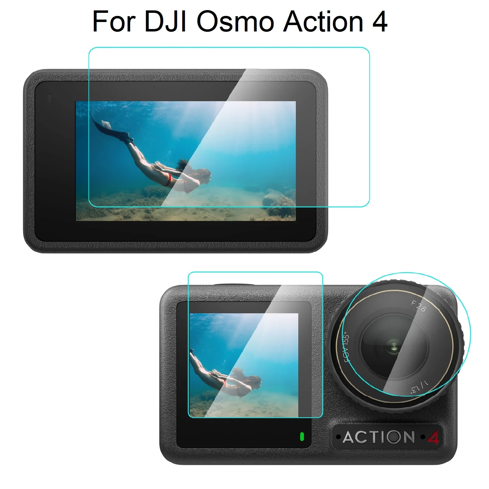 PULUZ Lens Front and Back Screen Tempered Glass Film For DJI Osmo Action 4