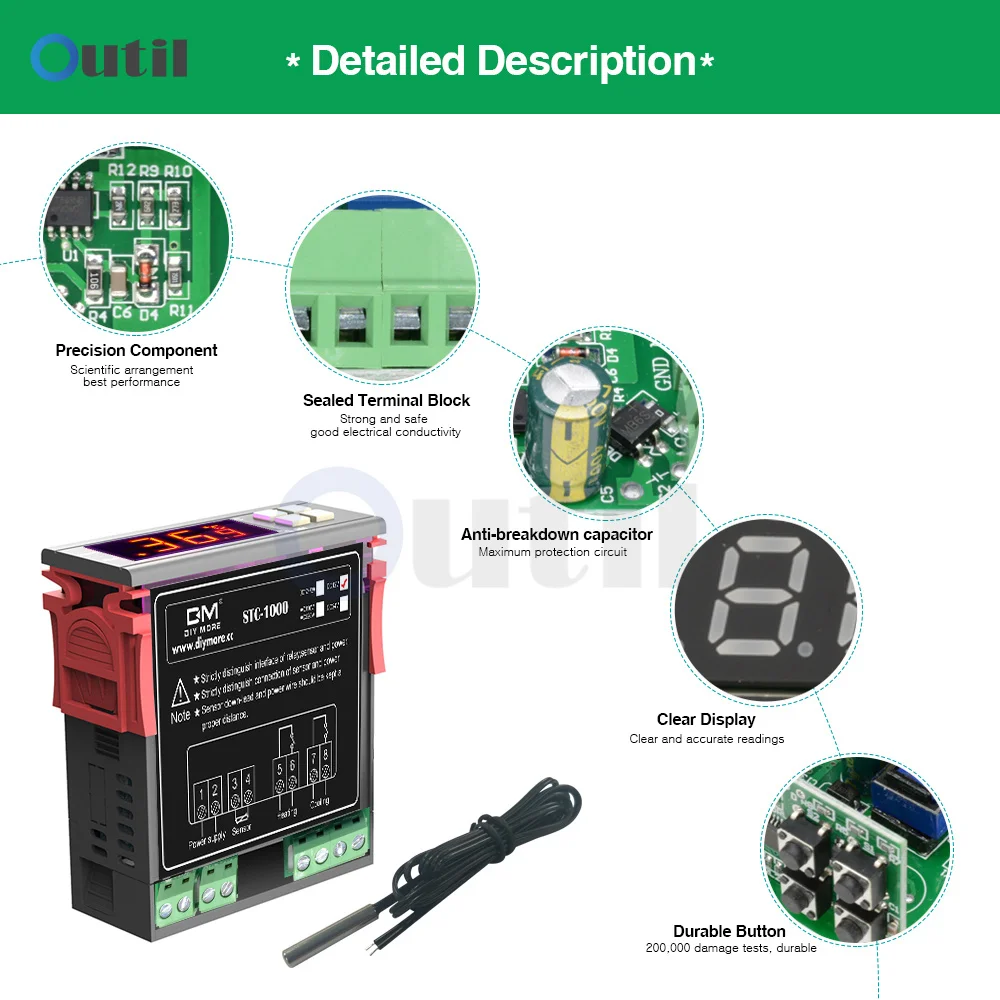 STC-1000 DC regolatore di temperatura 12V doppio regolatore di temperatura digitale due uscite relè termoregolatore NTC riscaldamento raffreddamento