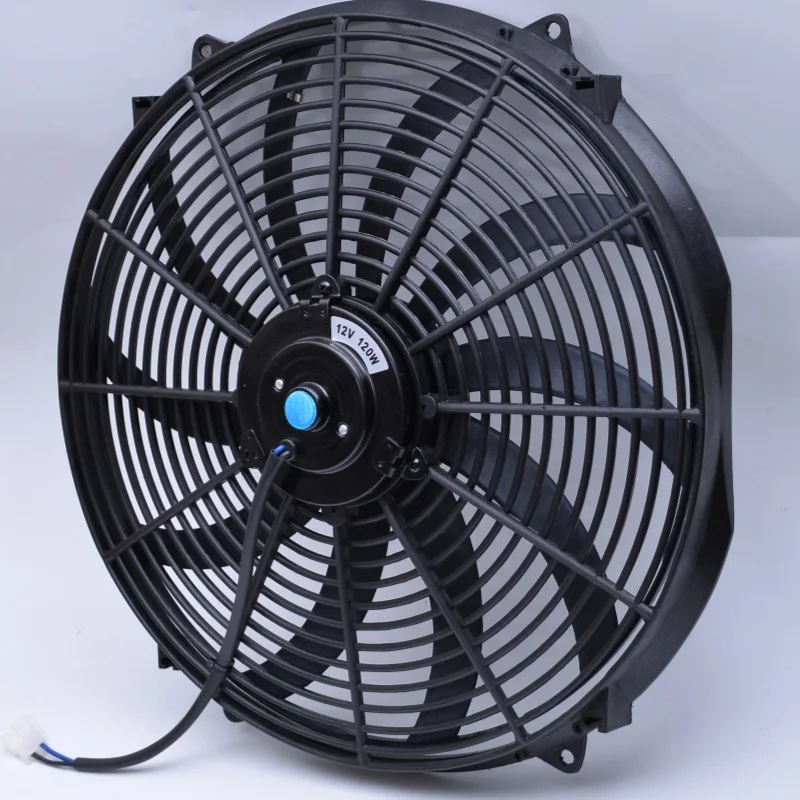1pc 16 Inch Universal 12V 120W Puller Radiator Car Air Conditioning Cooling Fan Outward Ventilation High Airflow Electric Motor Exhaust Fan Auto Condenser Cooling Fan for Car Truck SUV RV Engine Bay AC Cooling System Repair Parts Auto Engine Exhaust Fan