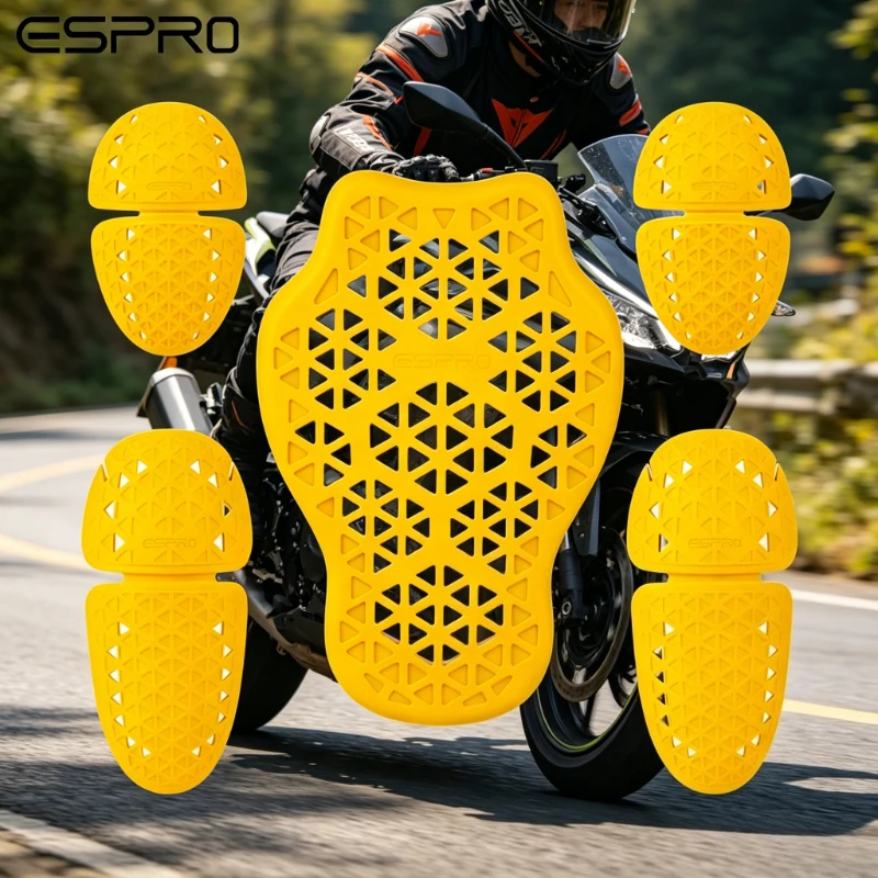 NUEVO ESPRO Armadura de Motocicleta de Rebote Lento, Nivel CE 2, Protectores de Espalda, Hombros y Rodillas, Absorción de Impactos, Protección Anticaídas para Motociclismo