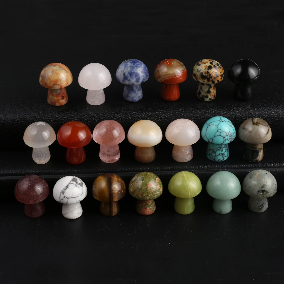 5/10/20pcs Natural Stone Crystal Mushroom Statue Random Color Turquoise Jade Ornament Healing Reiki Room Home Decoration Gift