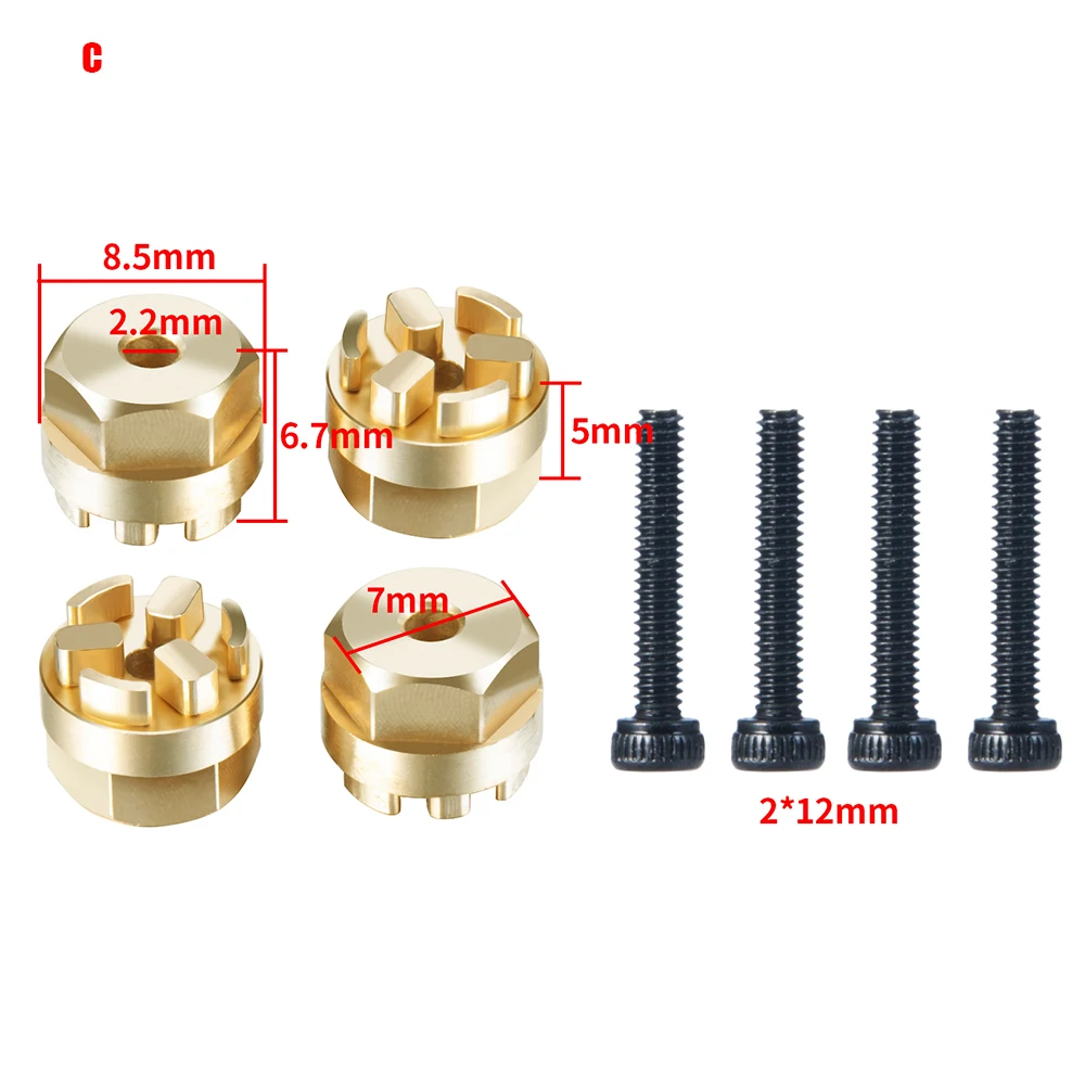 YEAHRUN 4Pcs Brass Counterweight Wheel Hub Adapter Combiner Coupler for Kyosho Jimny 1/18 RC Crawler Car Upgrade Accessories