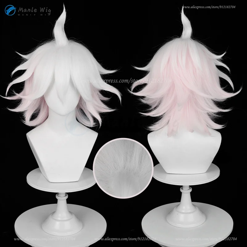 

Anime Nagito Komaeda Cosplay Wig Danganronpa 2 Cosplay Nagito Komaeda 37cm Pink White Gradient Wig Heat Resistant Synthetic Hair