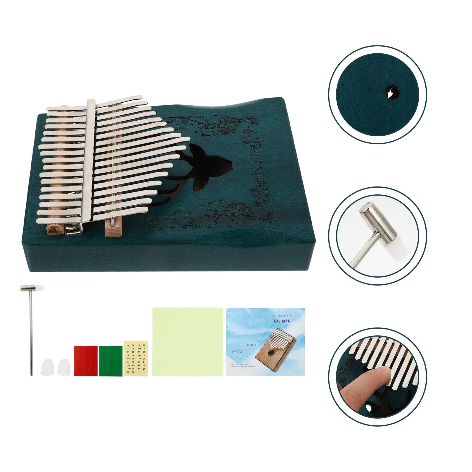 

Деревянная калимба на 17 клавиш: портативный пальчиковый инструмент для начинающих, чистый звук, музыкальный подарок