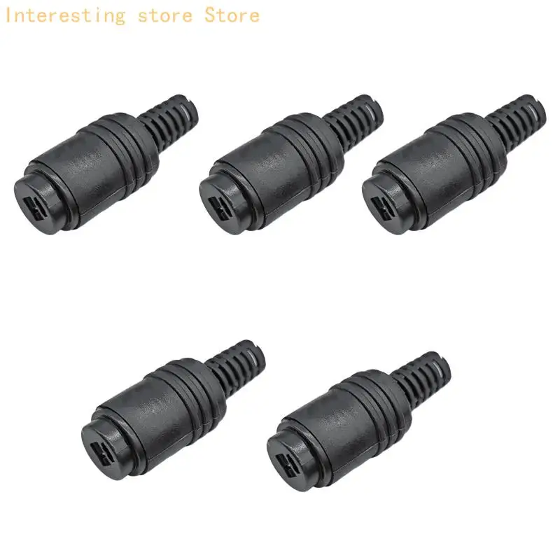 Auditory Cable 2Pin Plugs 5 Piece Pack, ABS Housing Black Repair Piece for DIY Cable Assembly and Daily Spare Use 55KC