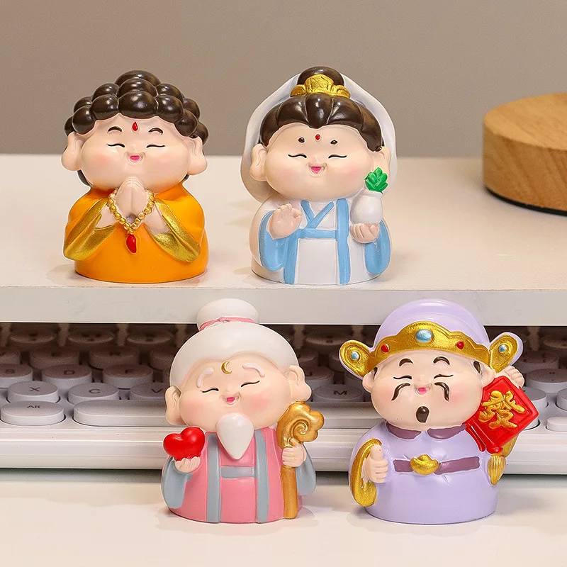 Creative Cute God of Wealth Figurine|Premium Resin Craft|Office Desk Decoration|Blind Box Figure|Elegant Gift for Home&Work