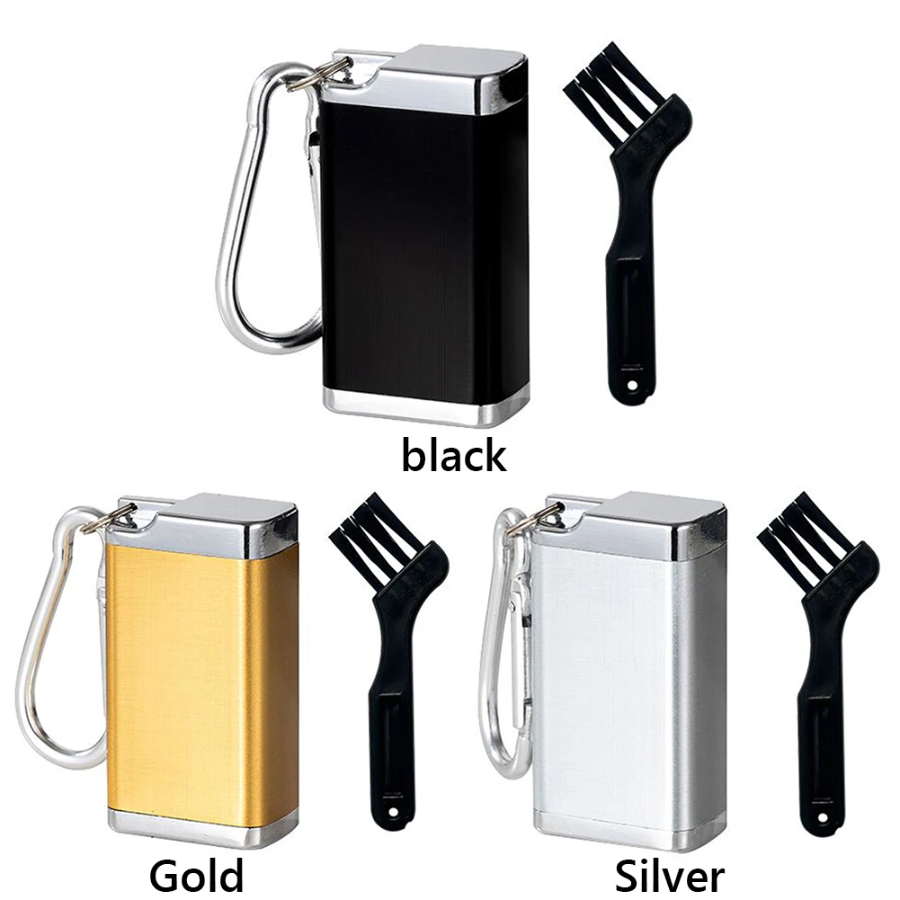 Mini Portable Ashtray Rotating Lid Outdoor Cigarette Holder with Carabiner Butt Disposal Box Fireproof for Outdoor Travel