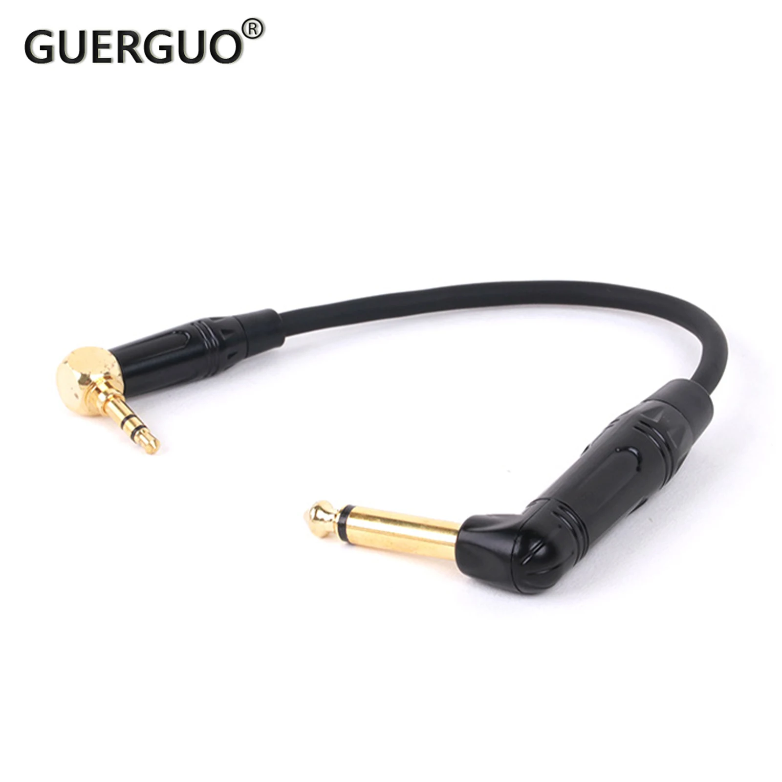 1PC Gold Plate Right Angle 6.35 Mono Jack to 3.5 Stereo Jack Unbalanced Speaker Amplifier Cable for Guitar Keyboard‎ Cable