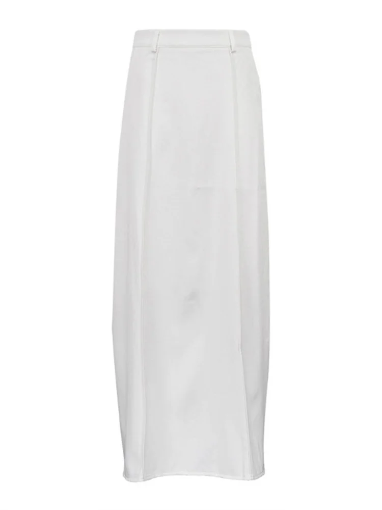 Tossy White High Waist Patchwork Long Skirt For Women Loose Casual Pocket Elegant Solid Fashion Summer 2023 Female Maxi Skirt