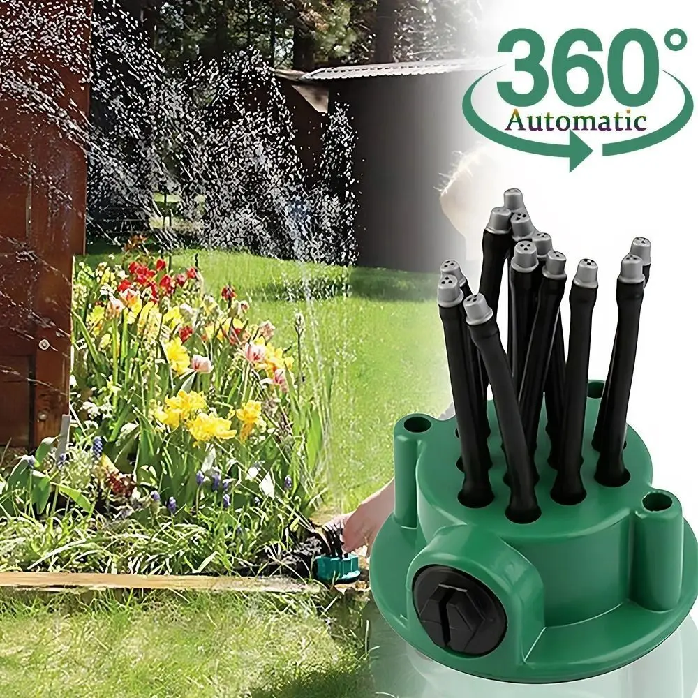 360 Degree Automatic Garden Sprinkler Large Area Water-saving Lawn Sprinkler Rotating Nozzle Adjustable Spray Patterns