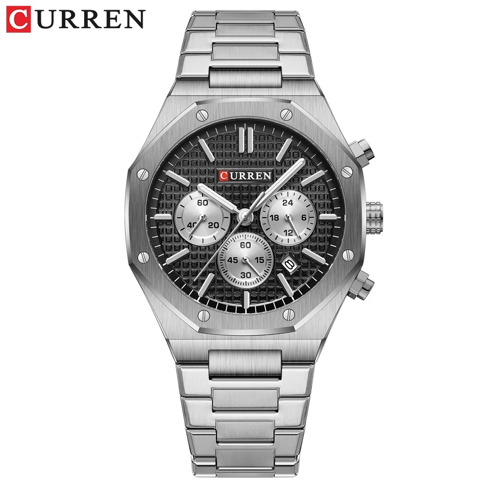 CURREN / Karain 8440 Men's Six-Finger Round Quartz Watch - Calendar Multi-functional Water-resistant Watch