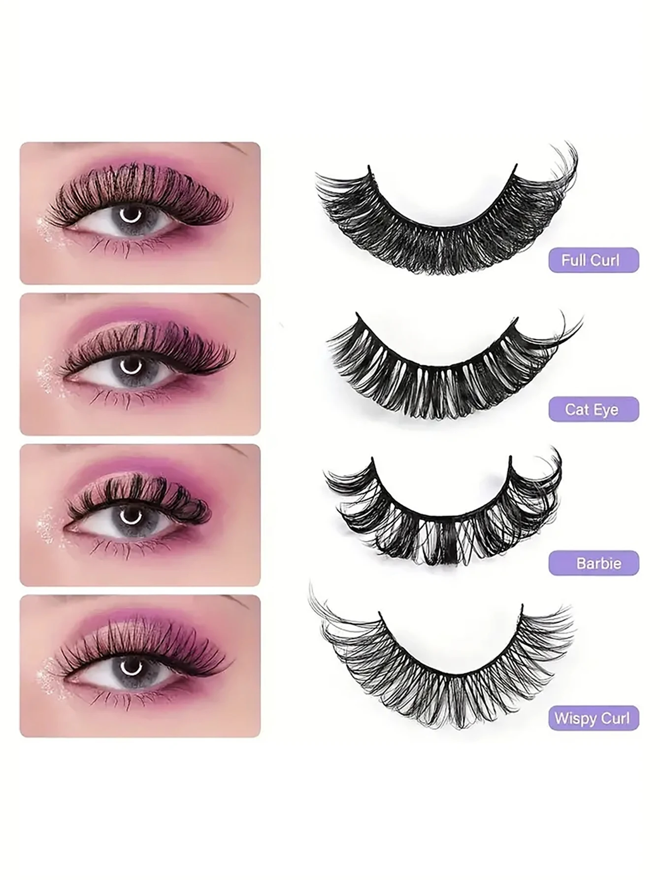 20 pares de pestañas postizas gruesas y exageradas negras esponjosas, maquillaje de ojos esponjoso y vívido que se extiende naturalmente